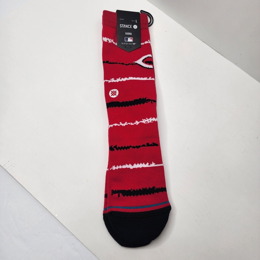 NEW Stance MLB CIN Cincinnati Reds Mens Large Chalk Casual Crew Socks NWT